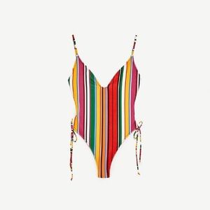 Zara Colorful Striped One Piece Swimsuit
